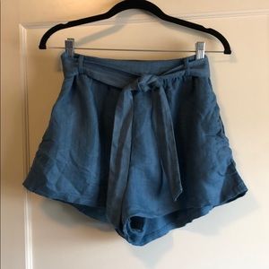 Lush Blue Flowy Shorts with Belt